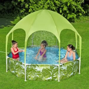Kids playing in Bestway Splash-in-Shade pool UAE with UV canopy
