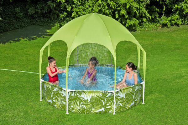 Kids playing in Bestway Splash-in-Shade pool UAE with UV canopy